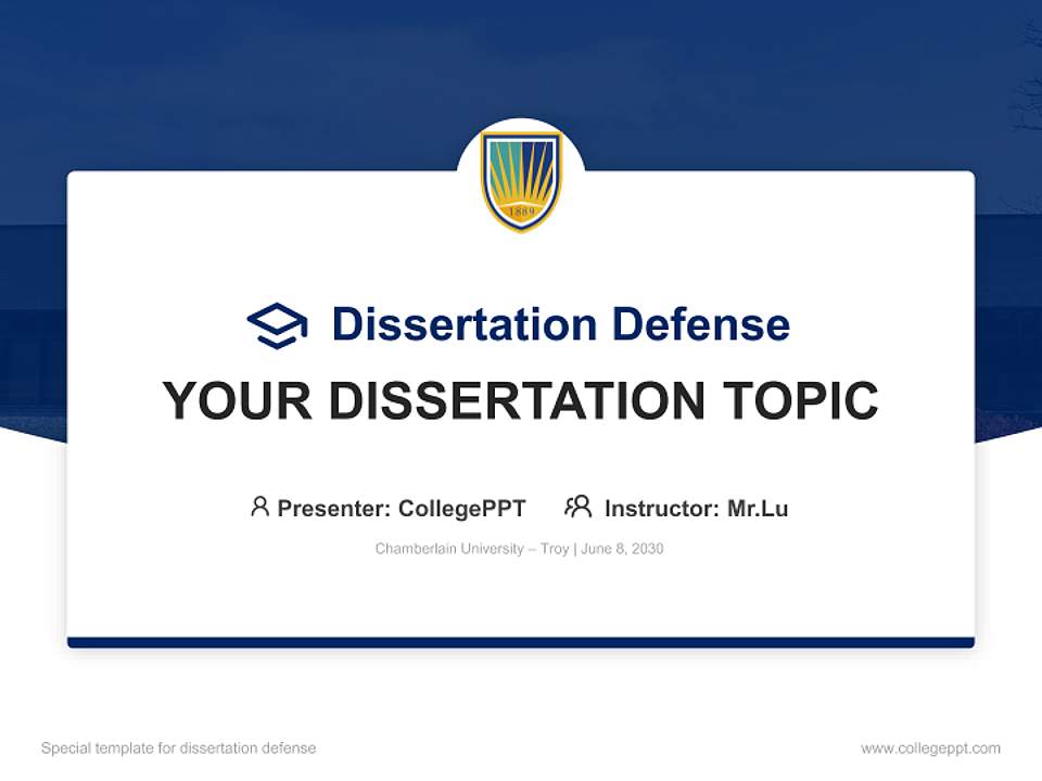 Chamberlain University – Troy Graduation Thesis Defense PPT Template4:3 ratio PPT effect preview image7