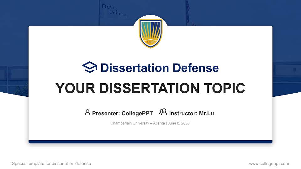 Chamberlain University – Atlanta Graduation Thesis Defense PPT Template16:9 ratio PPT effect preview image