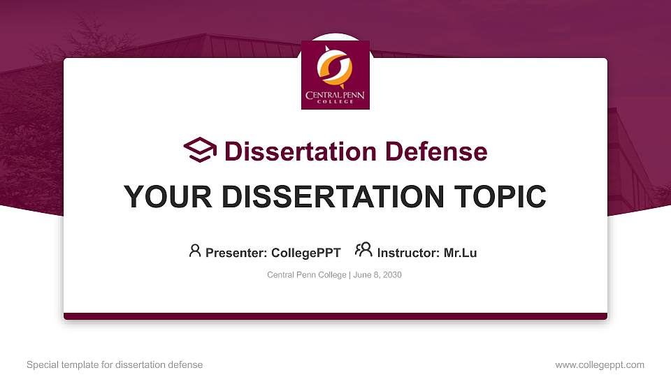 Central Penn College Graduation Thesis Defense PPT Template16:9 ratio PPT effect preview image