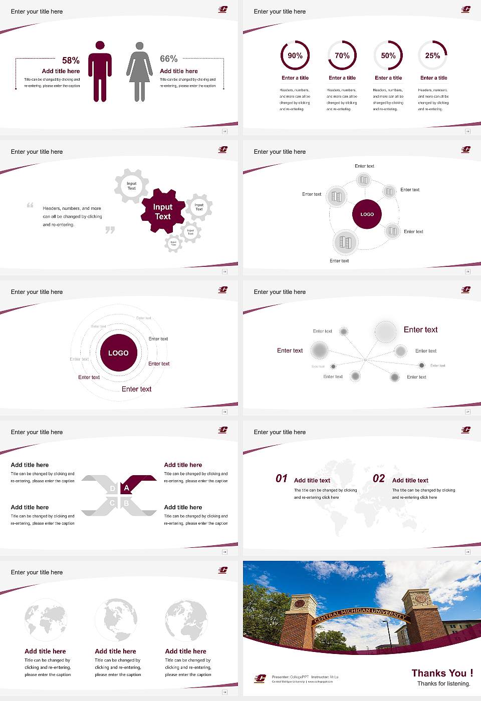 Central Michigan University Course/Courseware Creation PPT Template16:9 ratio PPT effect preview image4