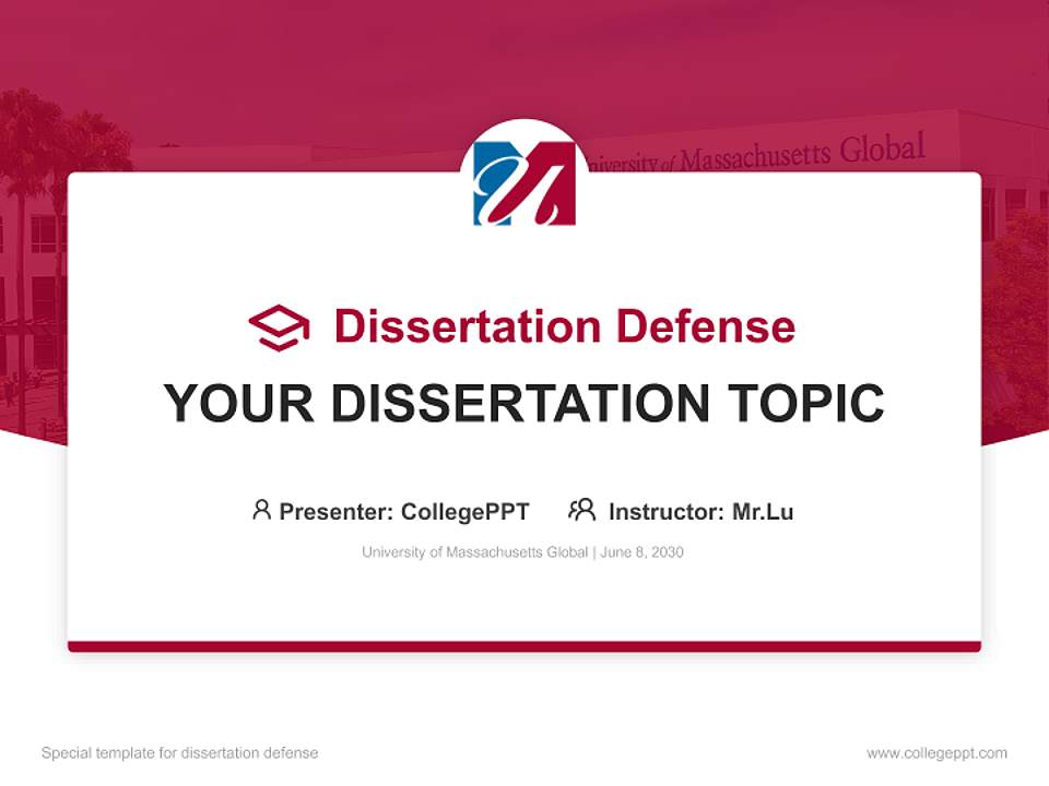 University of Massachusetts Global Graduation Thesis Defense PPT Template4:3 ratio PPT effect preview image7