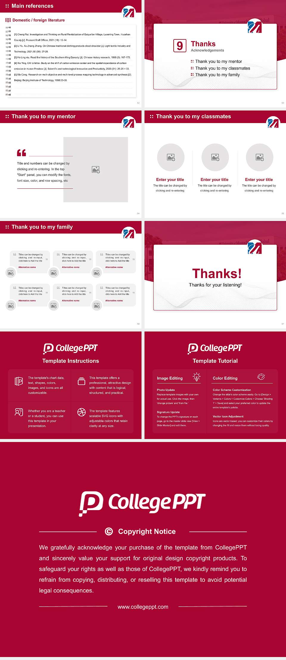 University of Massachusetts Global Graduation Thesis Defense PPT Template4:3 ratio PPT effect preview image7