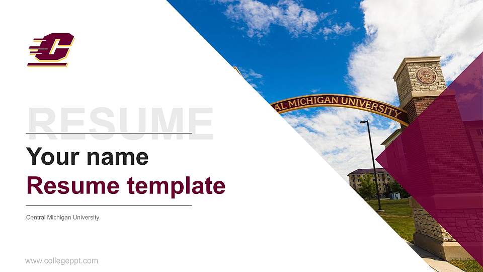 Central Michigan University Resume PPT Template16:9 ratio PPT effect preview image