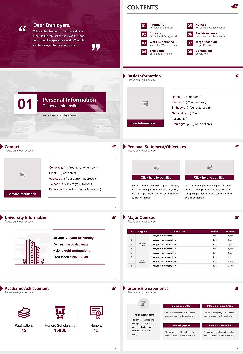 Central Michigan University Resume PPT Template16:9 ratio PPT effect preview image2