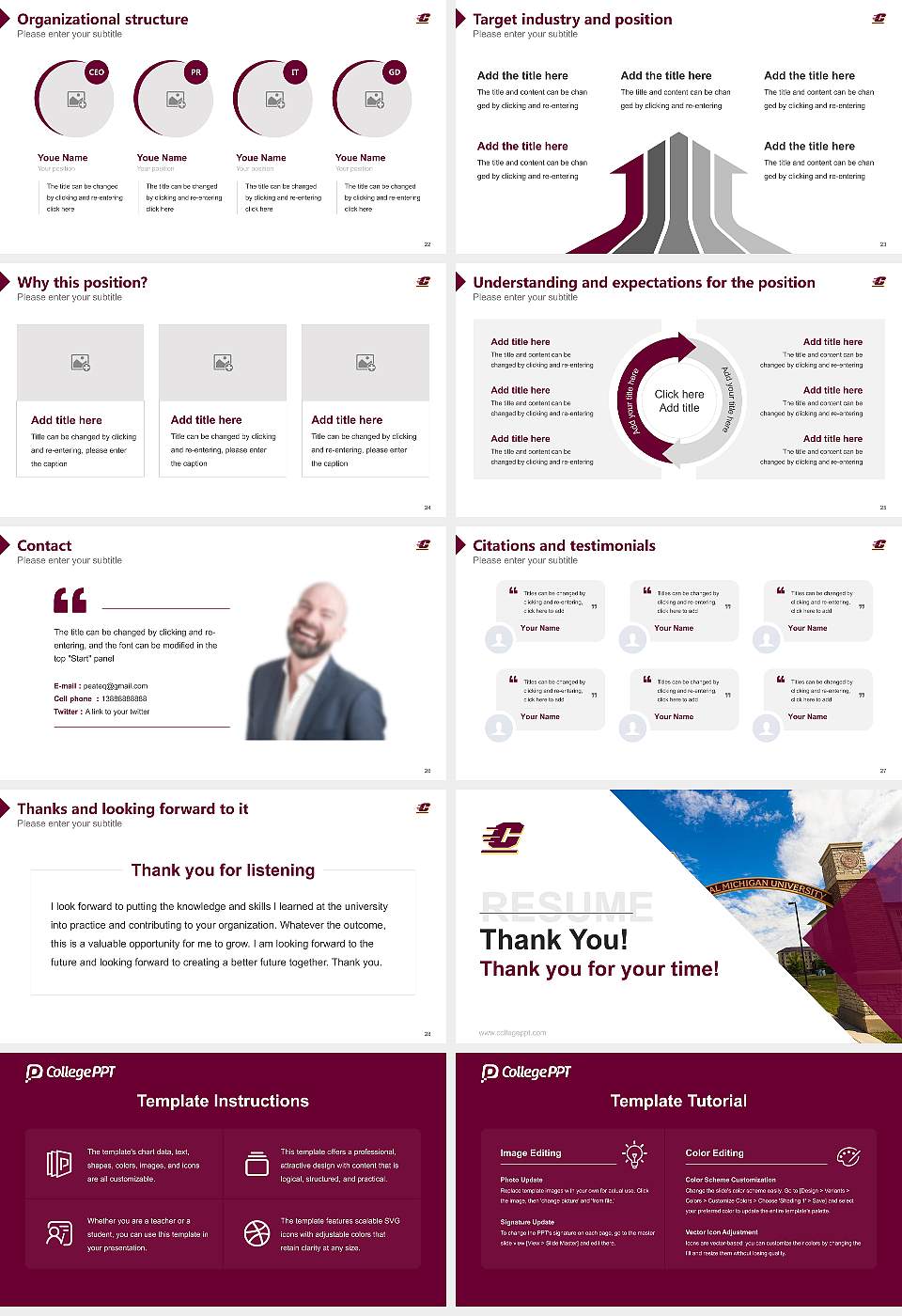 Central Michigan University Resume PPT Template16:9 ratio PPT effect preview image4