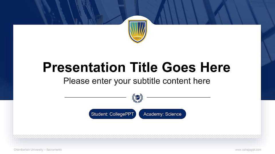Chamberlain University – Sacramento National Scholarship Defense PPT Template16:9 ratio PPT effect preview image