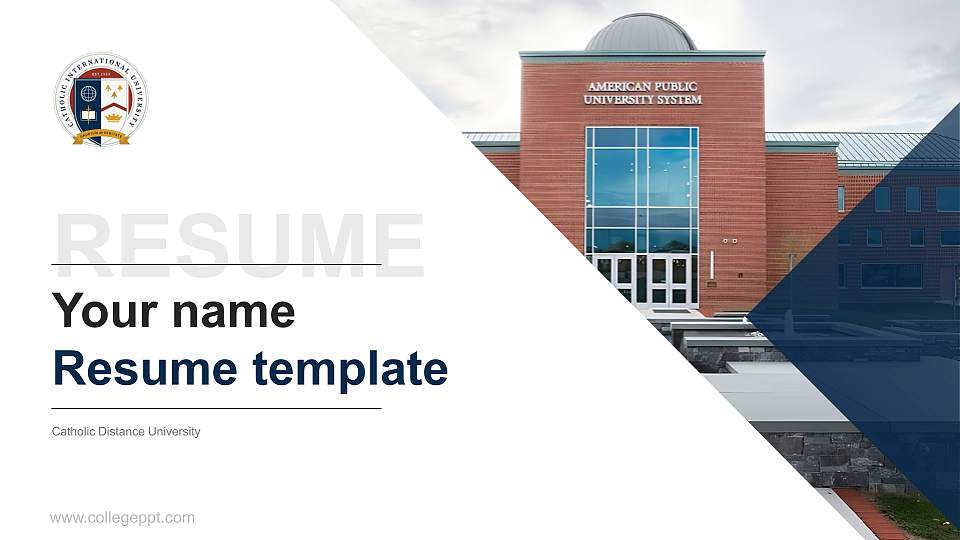 Catholic Distance University Resume PPT Template16:9 ratio PPT effect preview image