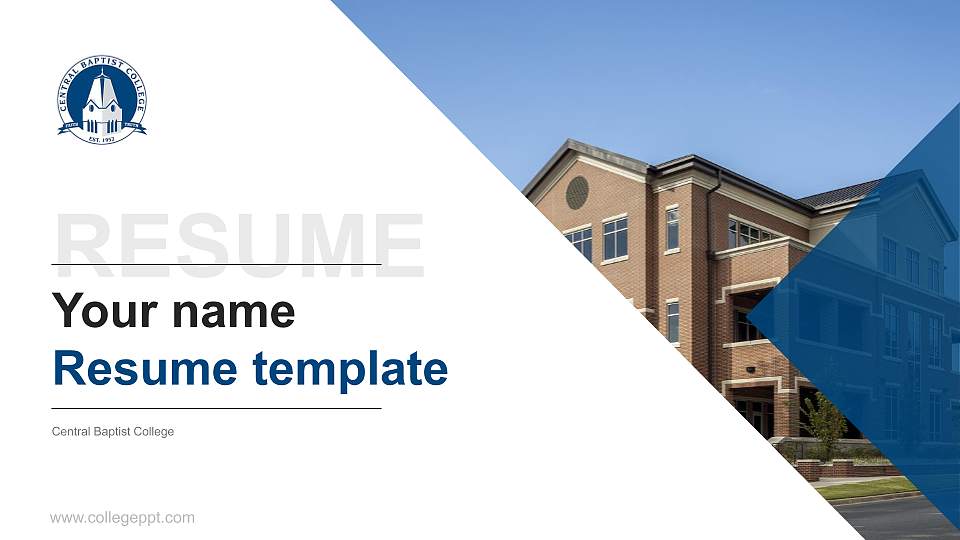 Central Baptist College Resume PPT Template16:9 ratio PPT effect preview image