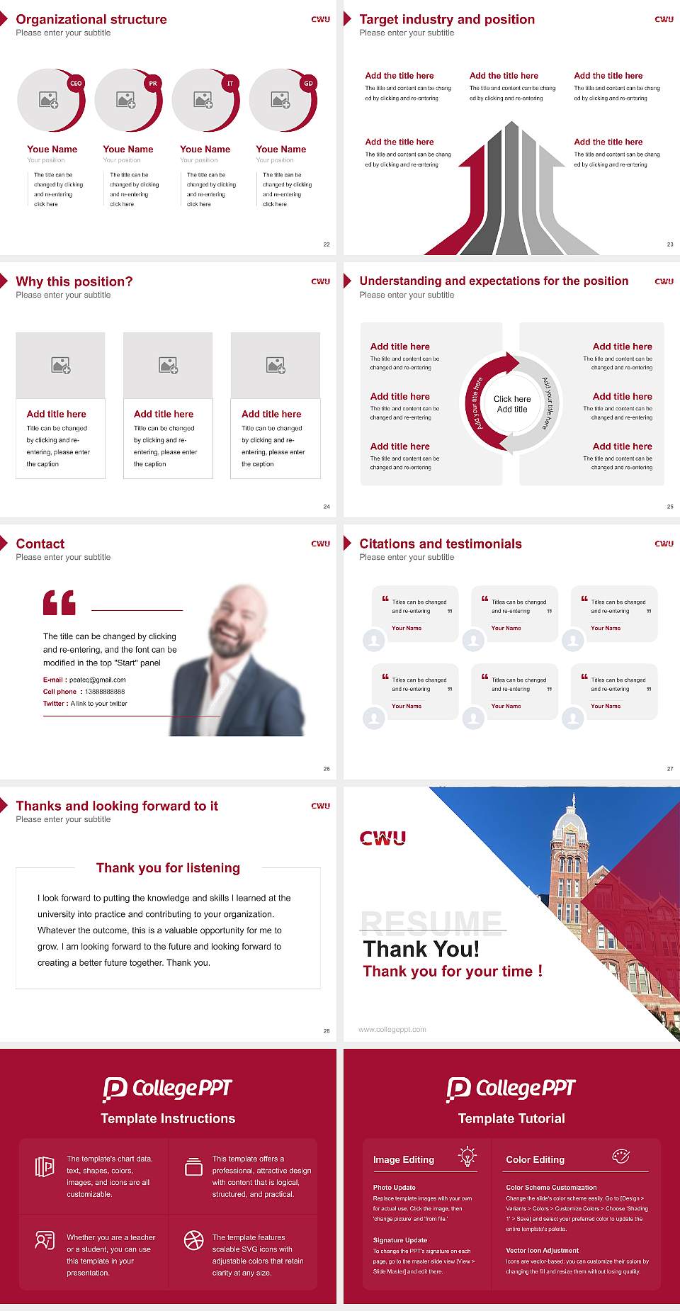 Central Washington University Resume PPT Template4:3 ratio PPT effect preview image4