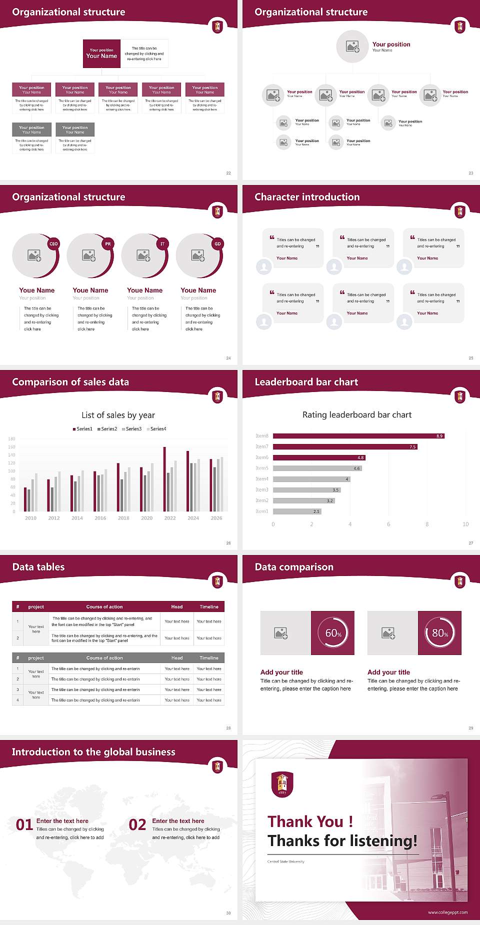Central State University Academic Presentation/Research Findings Report PPT Template4:3 ratio PPT effect preview image4