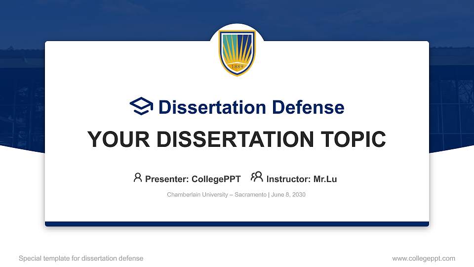 Chamberlain University – Sacramento Graduation Thesis Defense PPT Template16:9 ratio PPT effect preview image1
