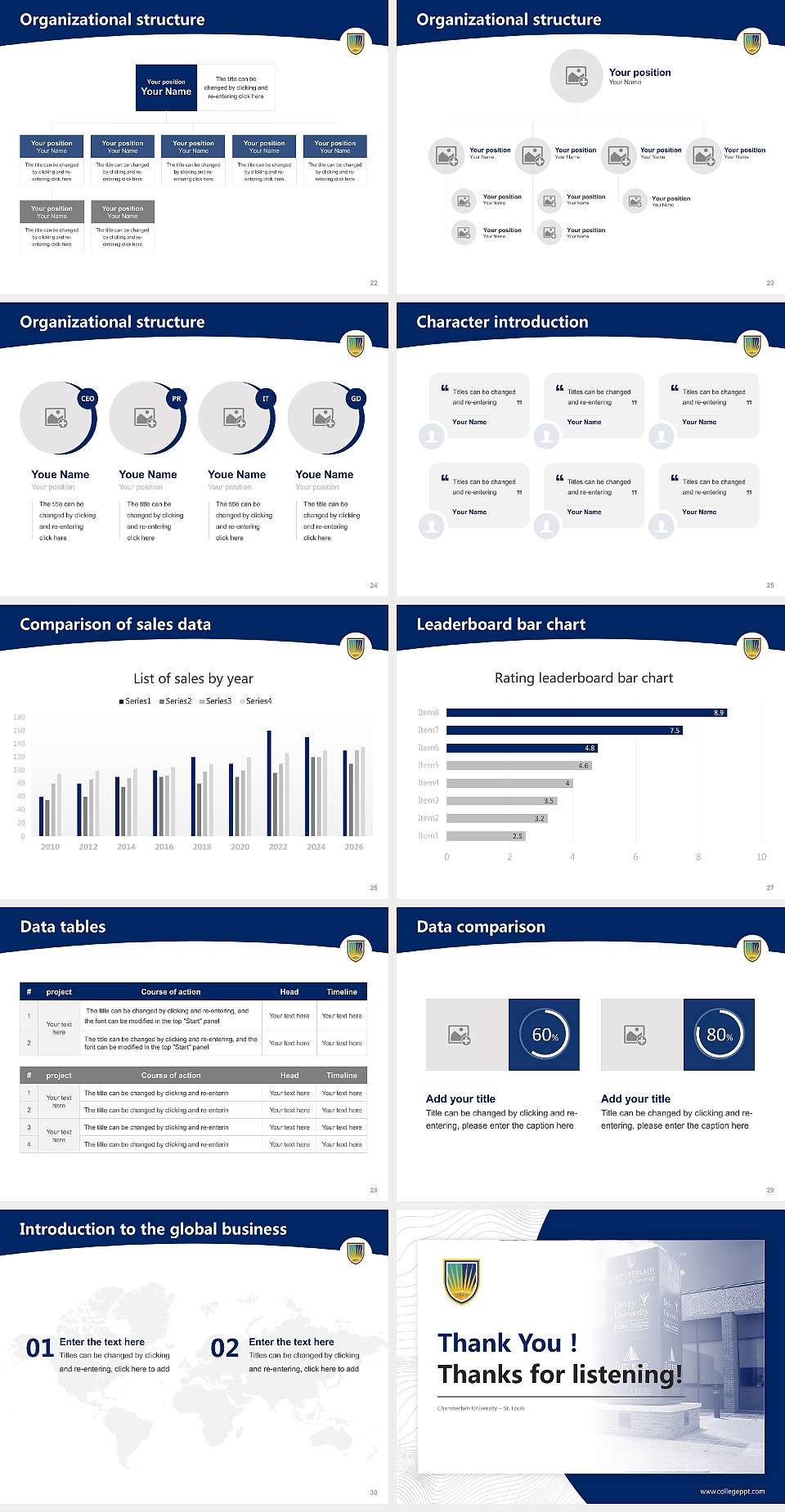 Chamberlain University – St. Louis Academic Presentation/Research Findings Report PPT Template4:3 ratio PPT effect preview image4
