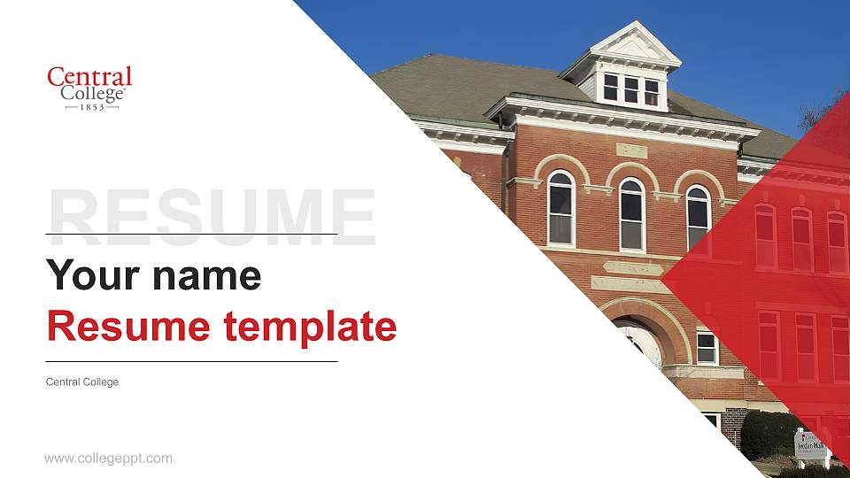 Central College Resume PPT Template16:9 ratio PPT effect preview image