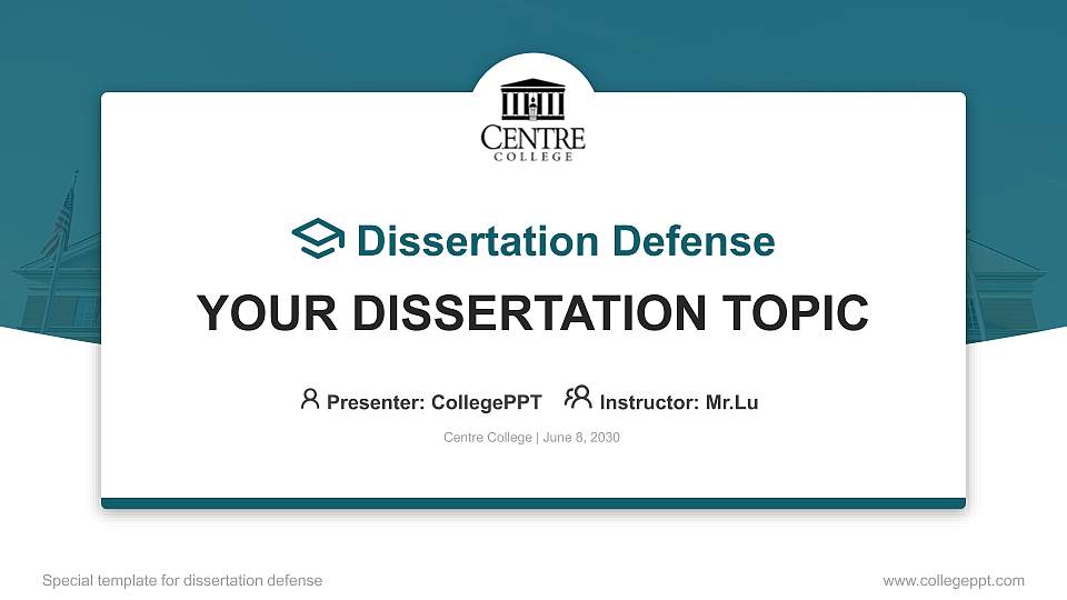 Centre College Graduation Thesis Defense PPT Template16:9 ratio PPT effect preview image