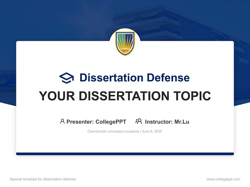 Chamberlain University-Louisiana Graduation Thesis Defense PPT Template4:3 ratio PPT effect preview image7