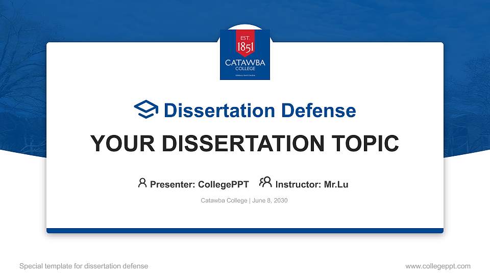 Catawba College Graduation Thesis Defense PPT Template16:9 ratio PPT effect preview image