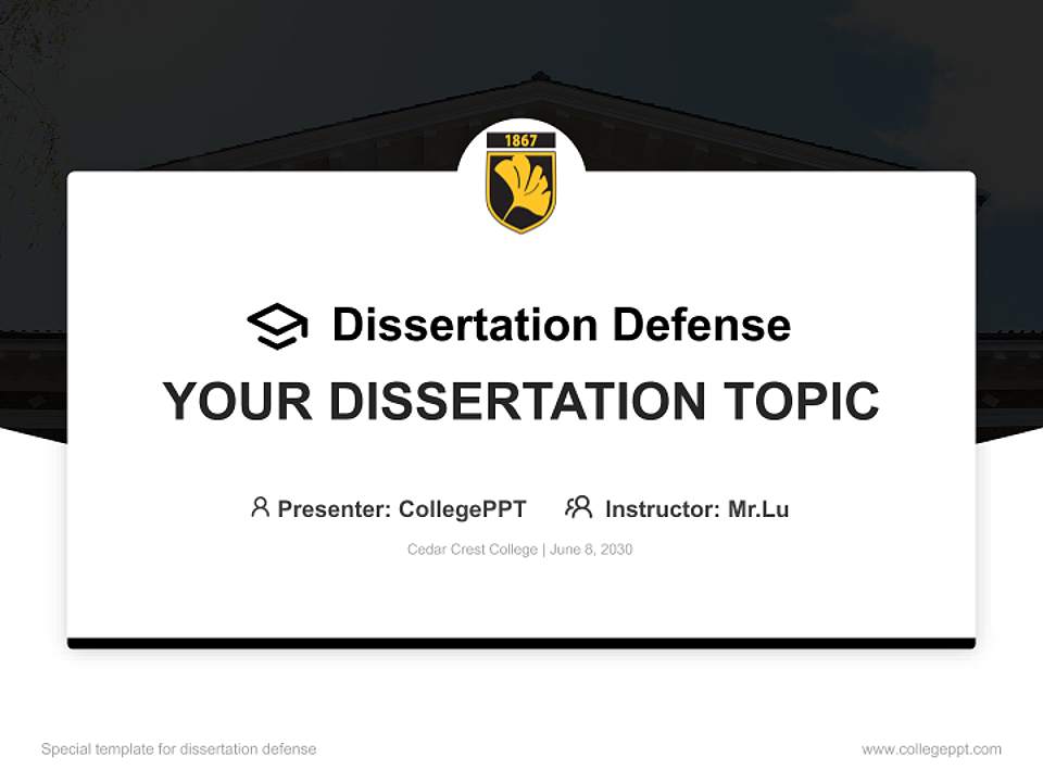 Cedar Crest College Graduation Thesis Defense PPT Template4:3 ratio PPT effect preview image7