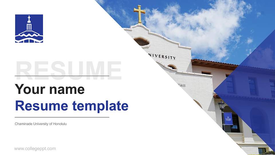 Chaminade University of Honolulu Resume PPT Template16:9 ratio PPT effect preview image