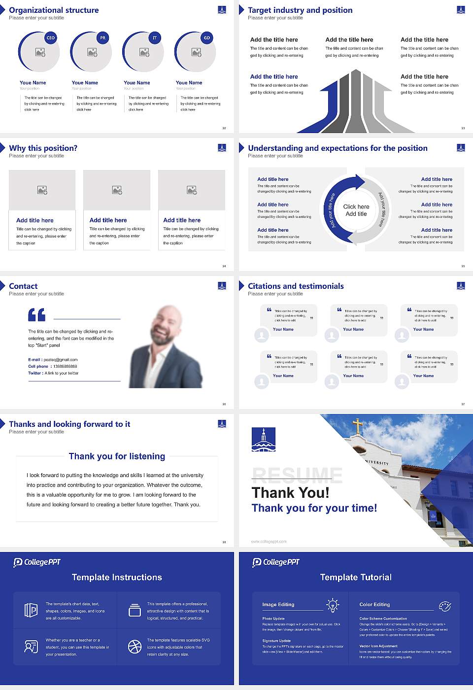 Chaminade University of Honolulu Resume PPT Template16:9 ratio PPT effect preview image4