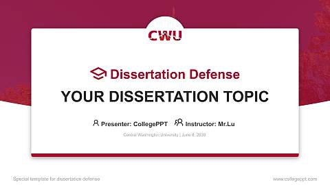 Central Washington University Graduation Thesis Defense PPT Template