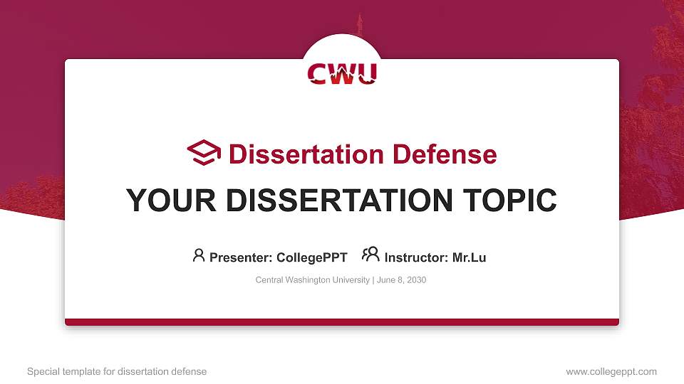 Central Washington University Graduation Thesis Defense PPT Template16:9 ratio PPT effect preview image