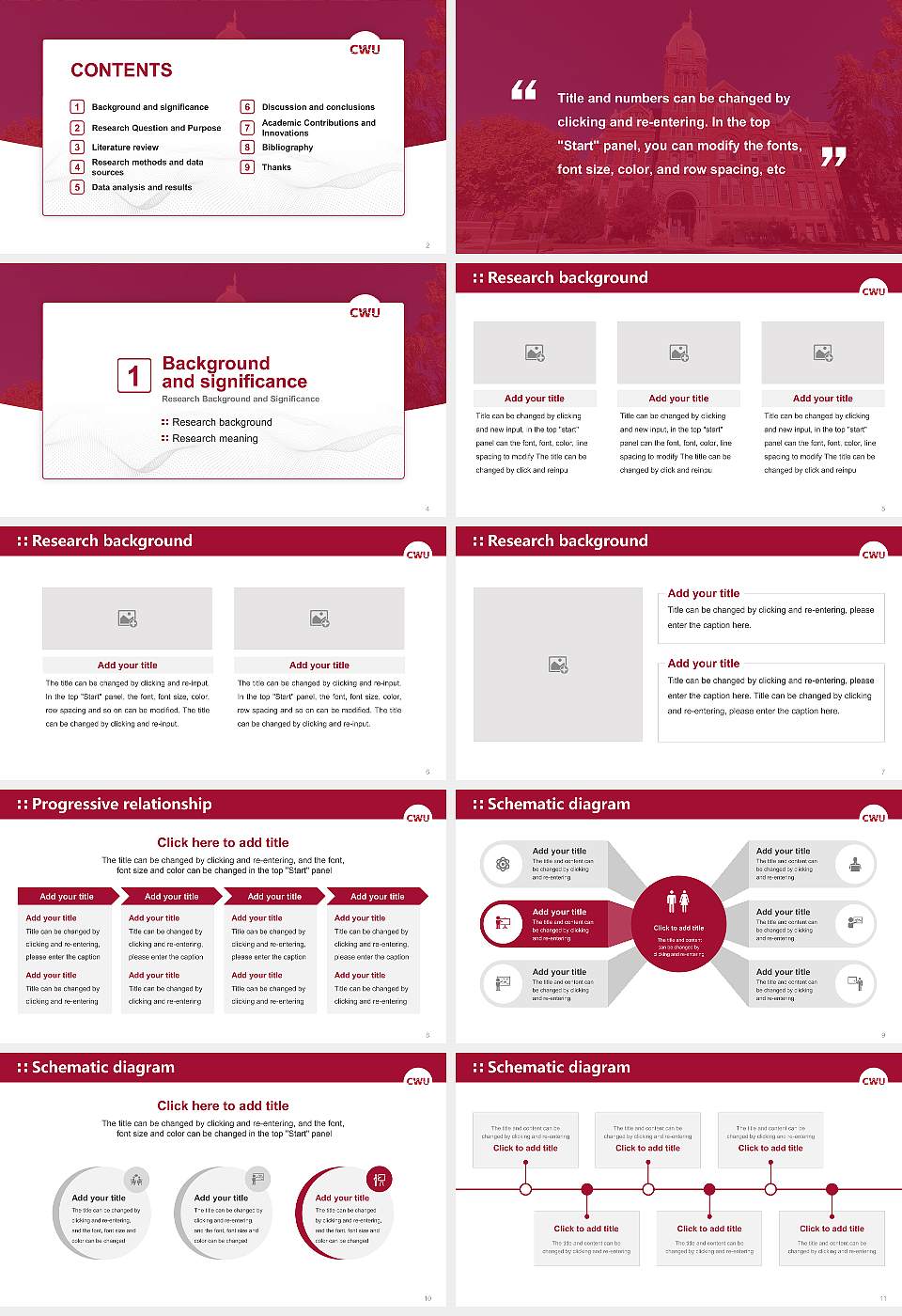Central Washington University Graduation Thesis Defense PPT Template16:9 ratio PPT effect preview image2