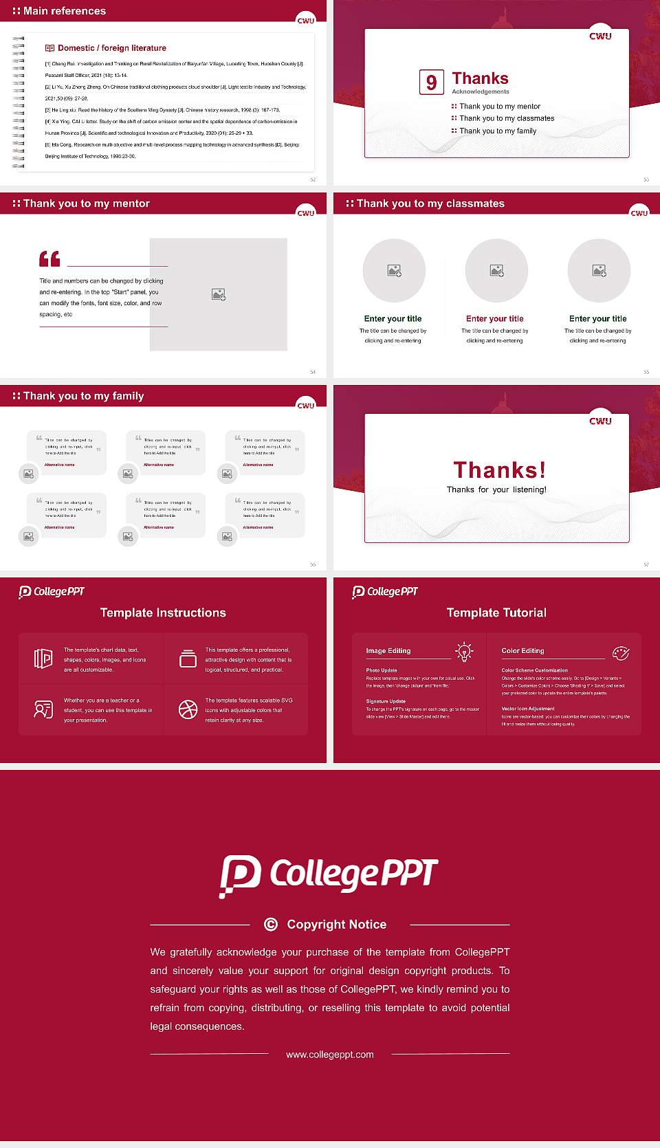 Central Washington University Graduation Thesis Defense PPT Template16:9 ratio PPT effect preview image7