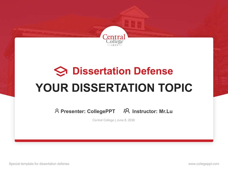 Central College Graduation Thesis Defense PPT Template4:3 ratio PPT effect preview image7