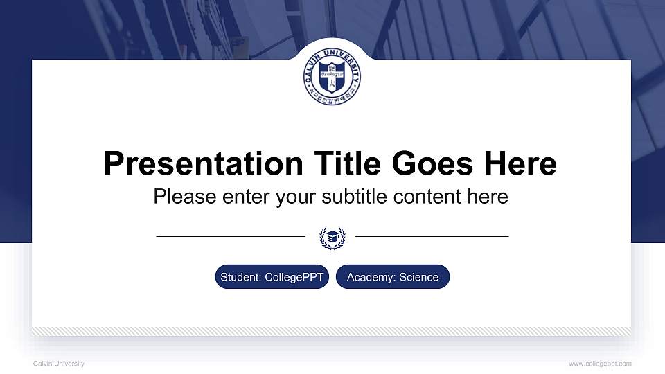 Calvin University National Scholarship Defense PPT Template16:9 ratio PPT effect preview image