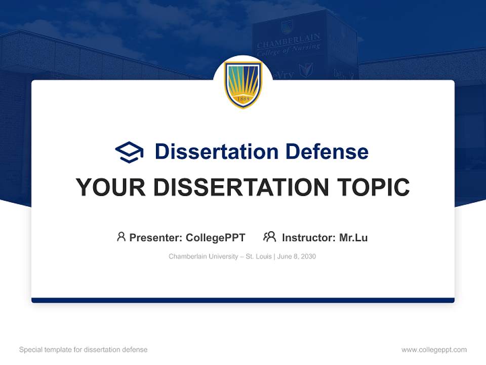 Chamberlain University – St. Louis Graduation Thesis Defense PPT Template4:3 ratio PPT effect preview image7