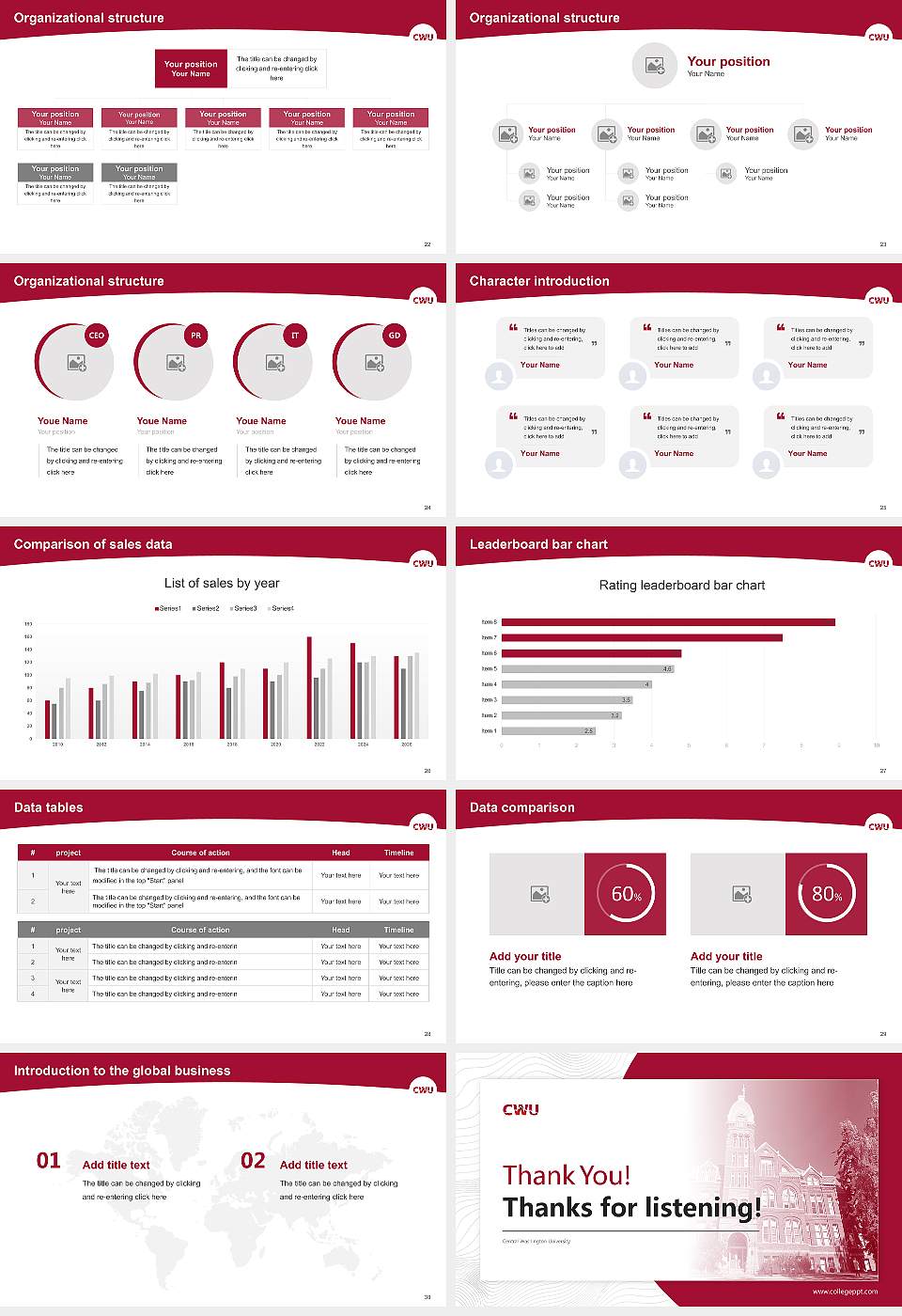 Central Washington University Academic Presentation/Research Findings Report PPT Template16:9 ratio PPT effect preview image4