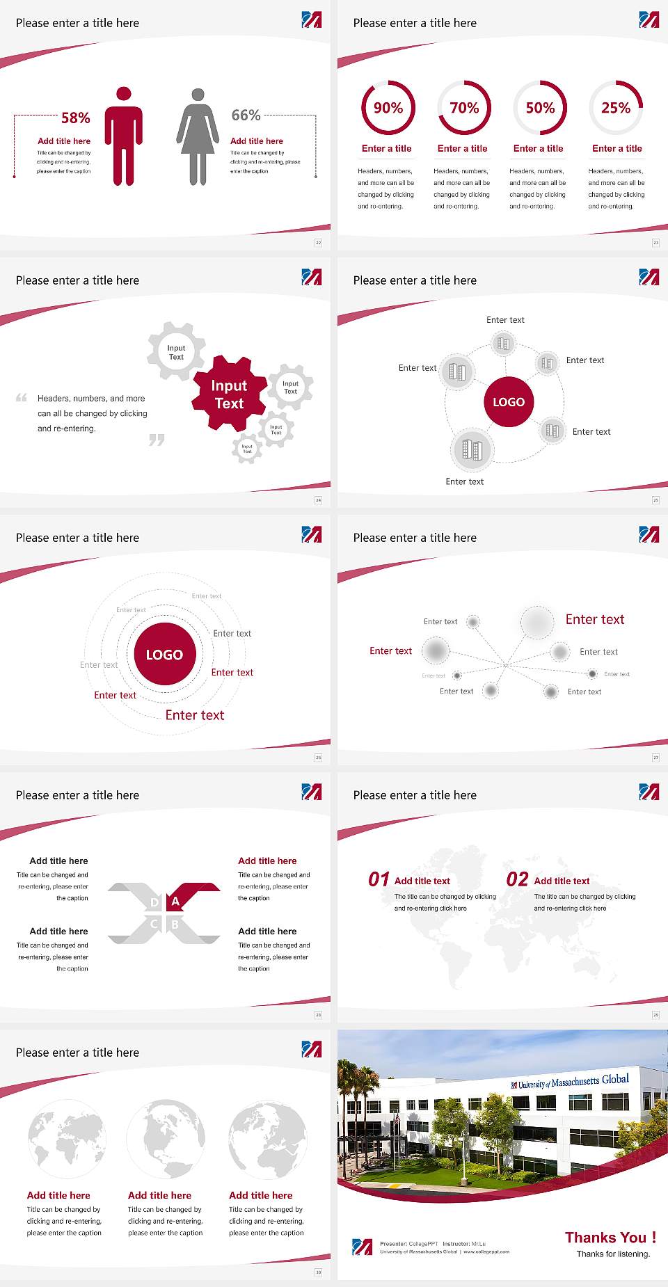 University of Massachusetts Global Course/Courseware Creation PPT Template4:3 ratio PPT effect preview image4