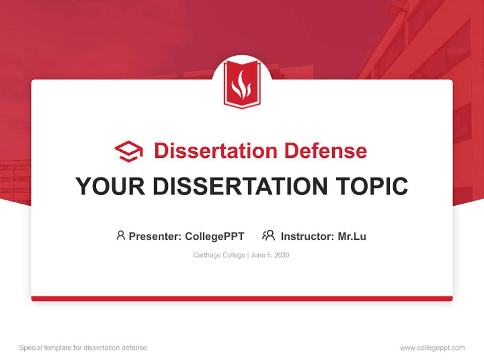 Carthage College Graduation Thesis Defense PPT Template4:3 ratio PPT effect preview image7