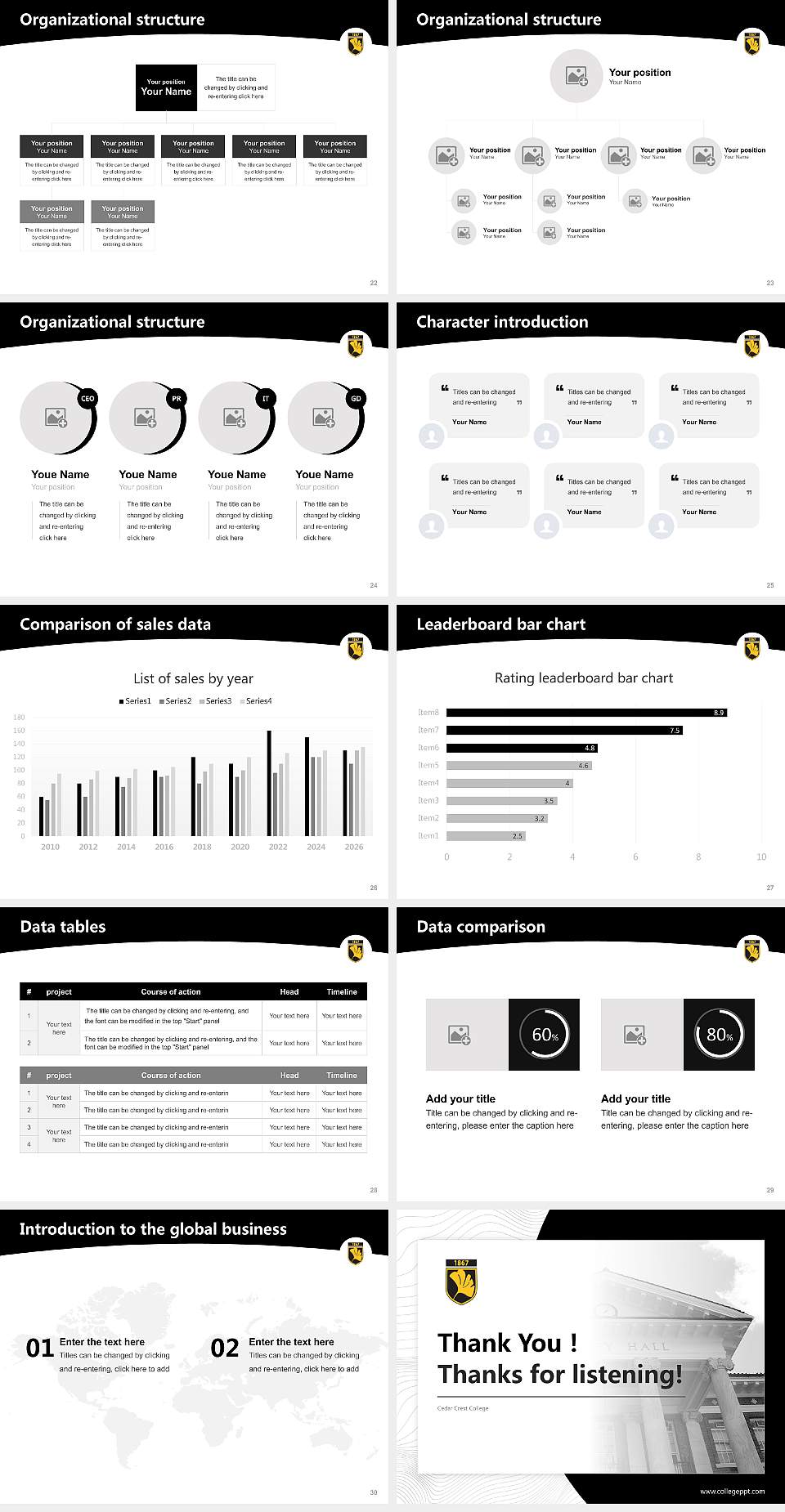 Cedar Crest College Academic Presentation/Research Findings Report PPT Template4:3 ratio PPT effect preview image4