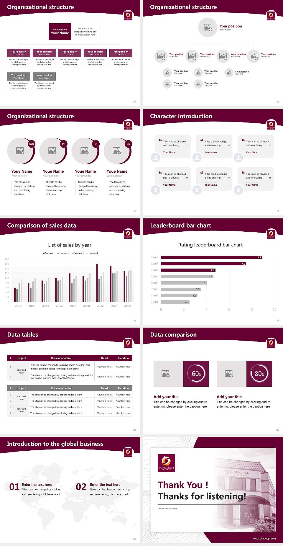 Central Penn College Academic Presentation/Research Findings Report PPT Template4:3 ratio PPT effect preview image4
