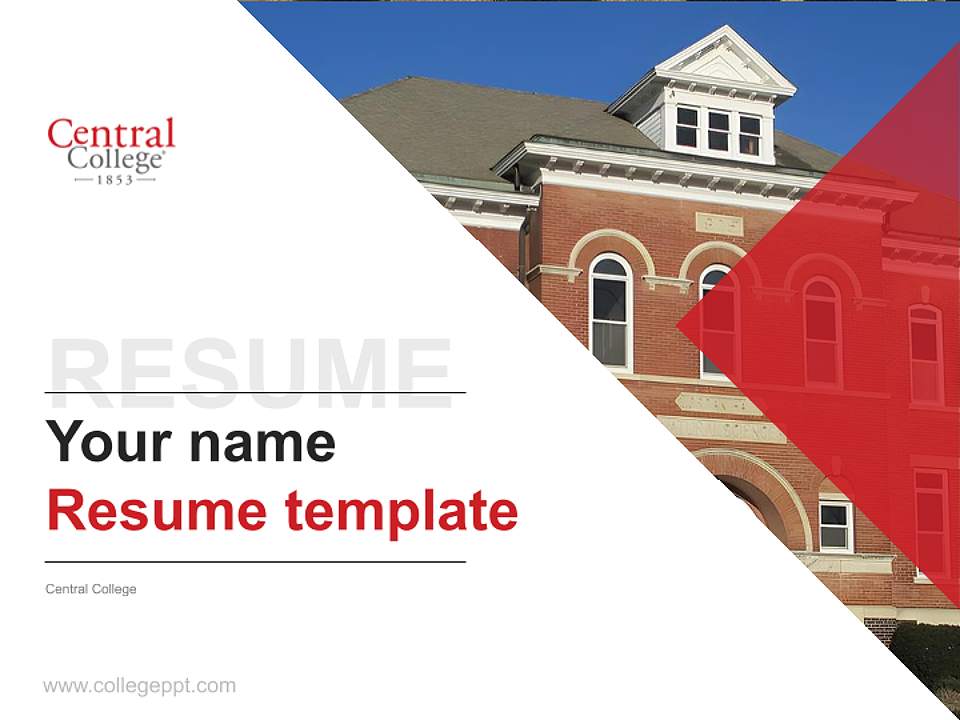 Central College Resume PPT Template4:3 ratio PPT effect preview image5