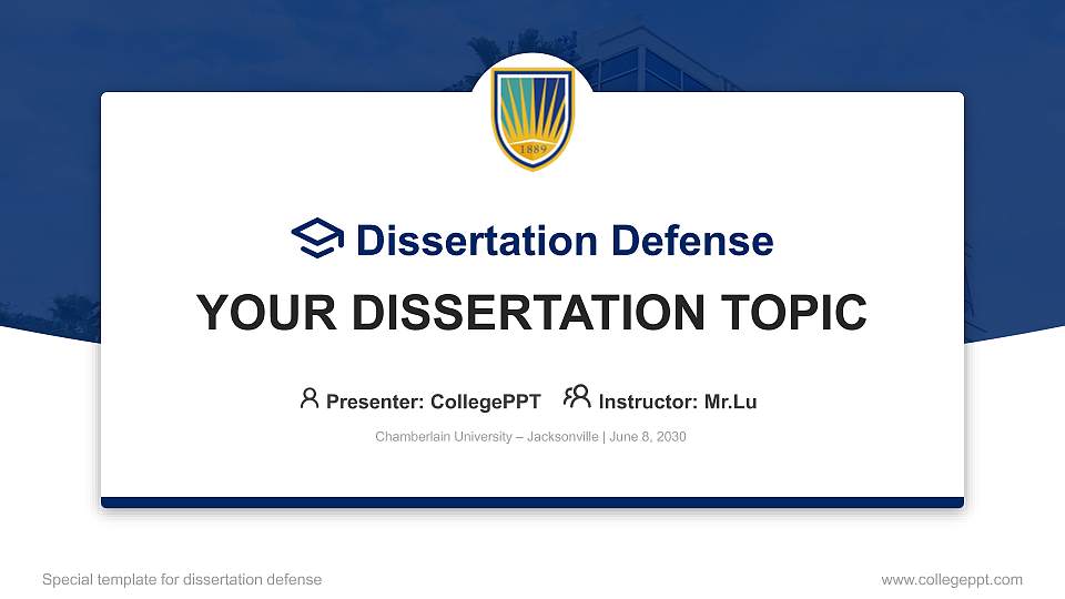 Chamberlain University – Jacksonville Graduation Thesis Defense PPT Template16:9 ratio PPT effect preview image