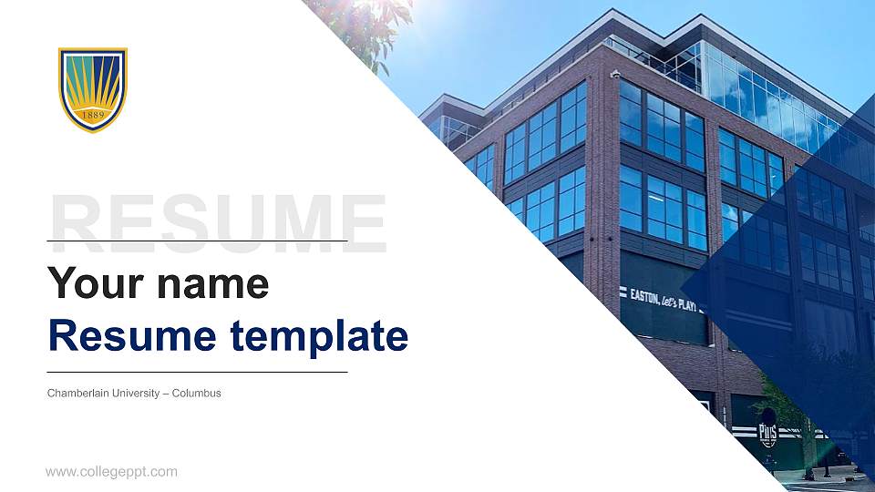 Chamberlain University – Columbus Resume PPT Template16:9 ratio PPT effect preview image