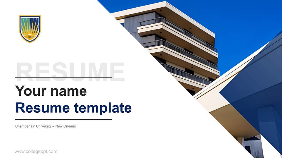 Chamberlain University – New Orleans Resume PPT Template16:9 ratio PPT effect preview image
