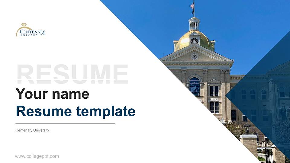 Centenary University Resume PPT Template16:9 ratio PPT effect preview image