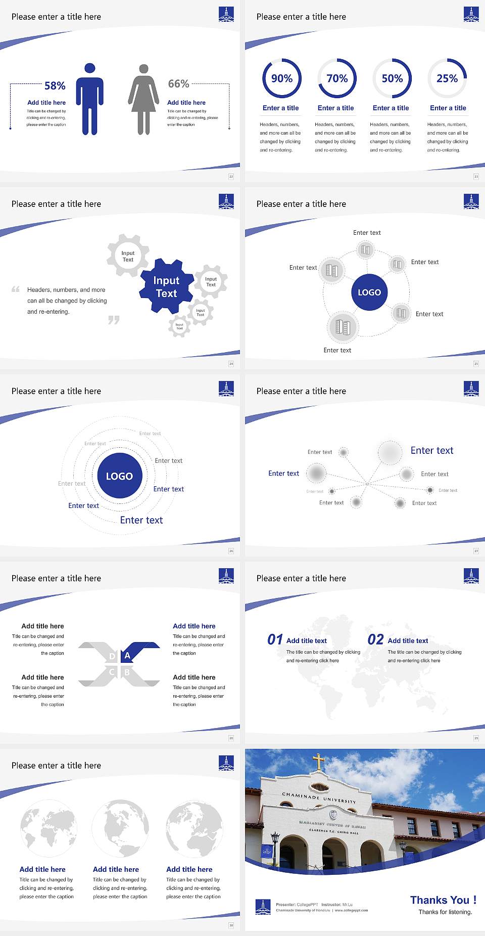 Chaminade University of Honolulu Course/Courseware Creation PPT Template4:3 ratio PPT effect preview image4