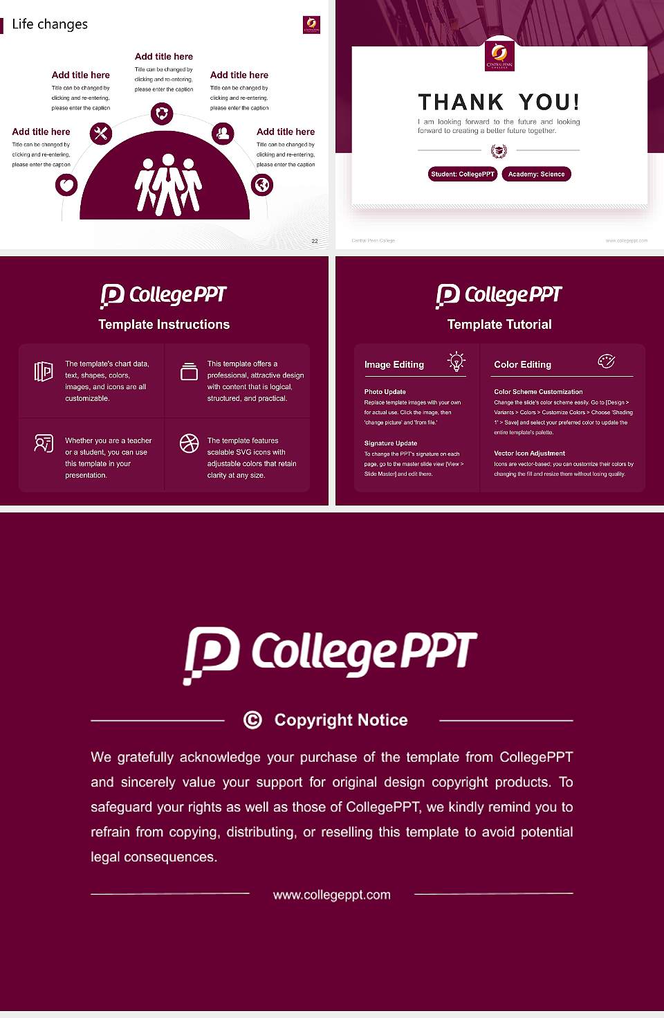 Central Penn College National Scholarship Defense PPT Template4:3 ratio PPT effect preview image4
