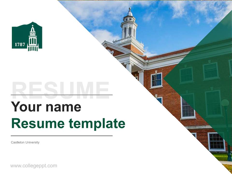 Castleton University Resume PPT Template4:3 ratio PPT effect preview image5
