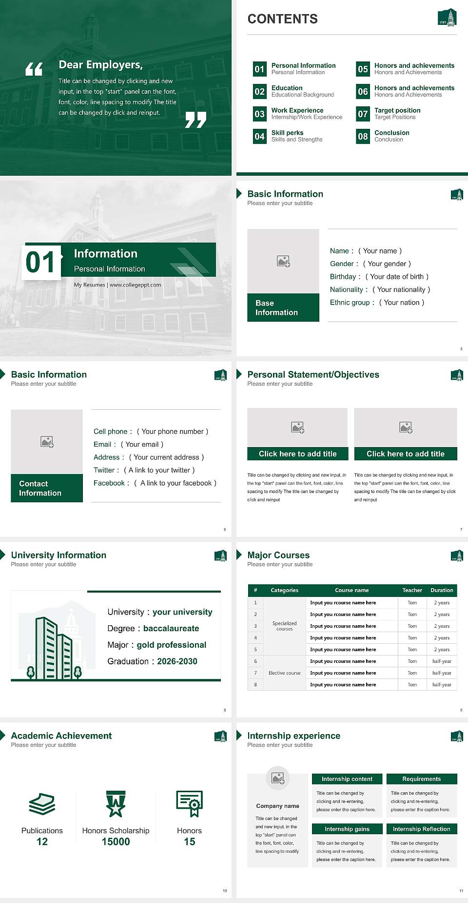 Castleton University Resume PPT Template4:3 ratio PPT effect preview image2