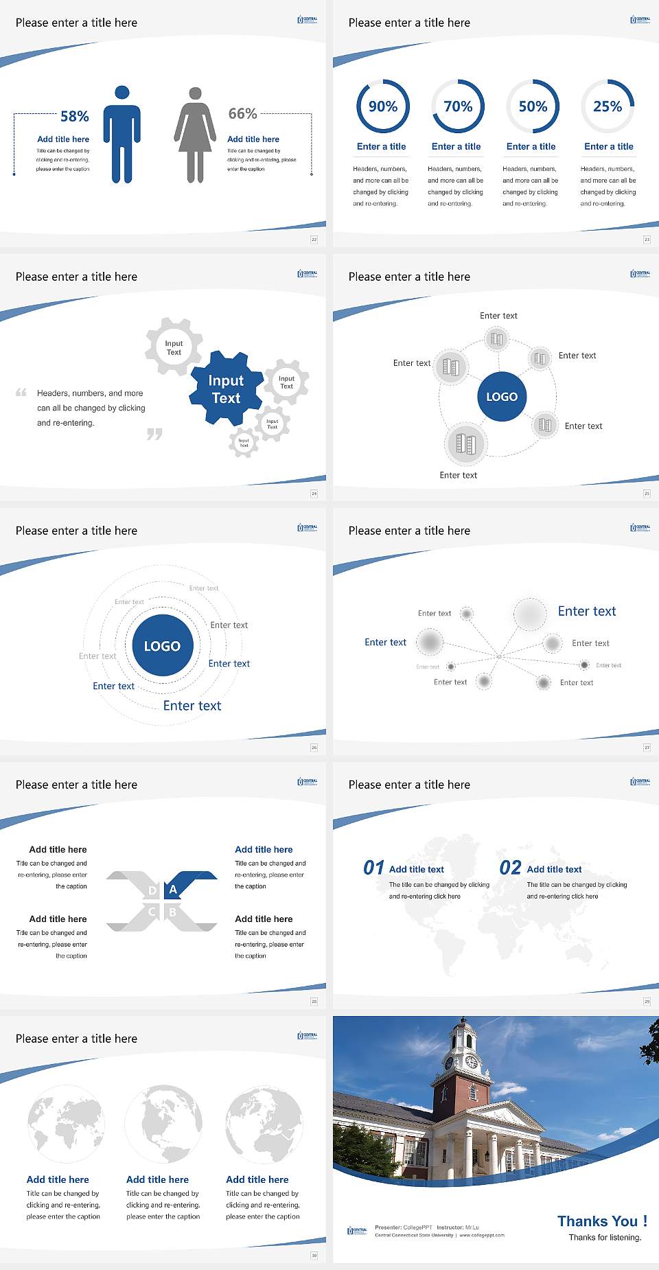 Central Connecticut State University Course/Courseware Creation PPT Template4:3 ratio PPT effect preview image4