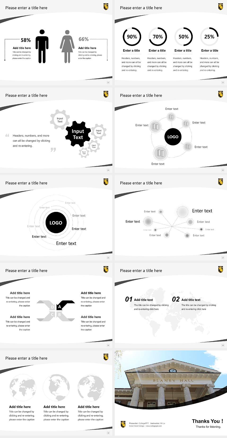 Cedar Crest College Course/Courseware Creation PPT Template4:3 ratio PPT effect preview image4