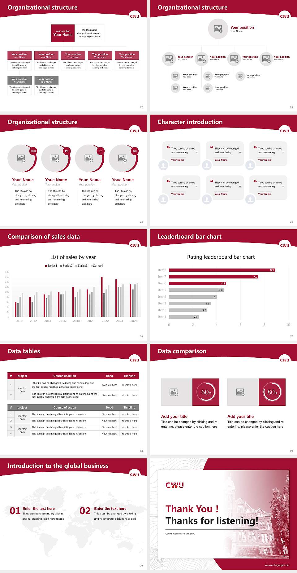 Central Washington University Academic Presentation/Research Findings Report PPT Template4:3 ratio PPT effect preview image4