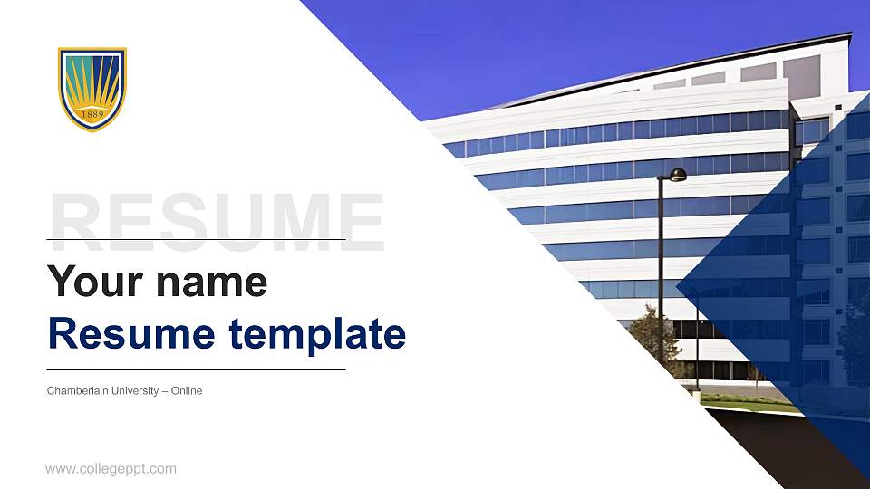 Chamberlain University – Online Resume PPT Template16:9 ratio PPT effect preview image