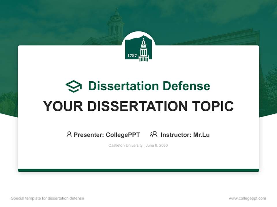 Castleton University Graduation Thesis Defense PPT Template4:3 ratio PPT effect preview image7