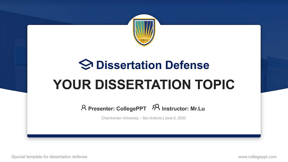 Chamberlain University – San Antonio Graduation Thesis Defense PPT Template16:9 ratio PPT effect preview image